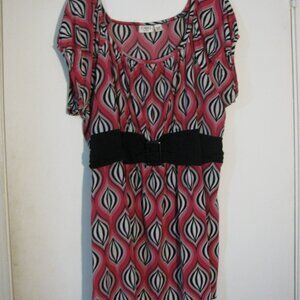 Cato Woman Tunic 22W 24W Plus Pink Black Mini Dress ? Belt